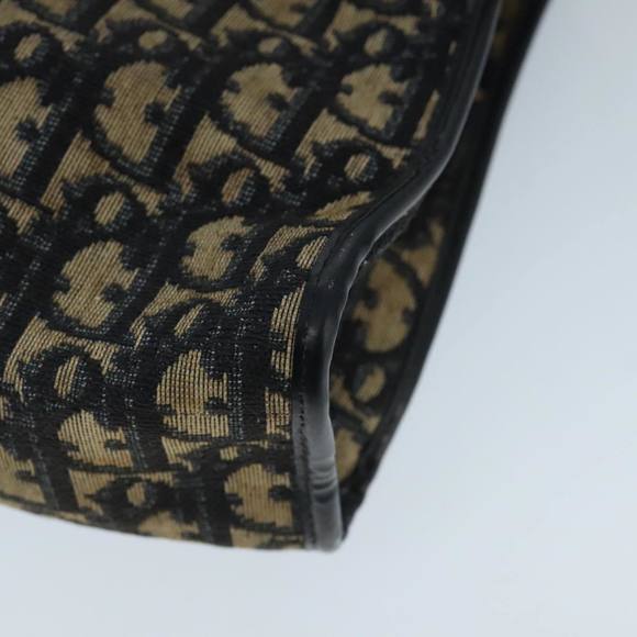 Christian Dior Trotter Canvas Clutch Bag Beige Navy Gold Auth 97851 - Picture 12 of 16